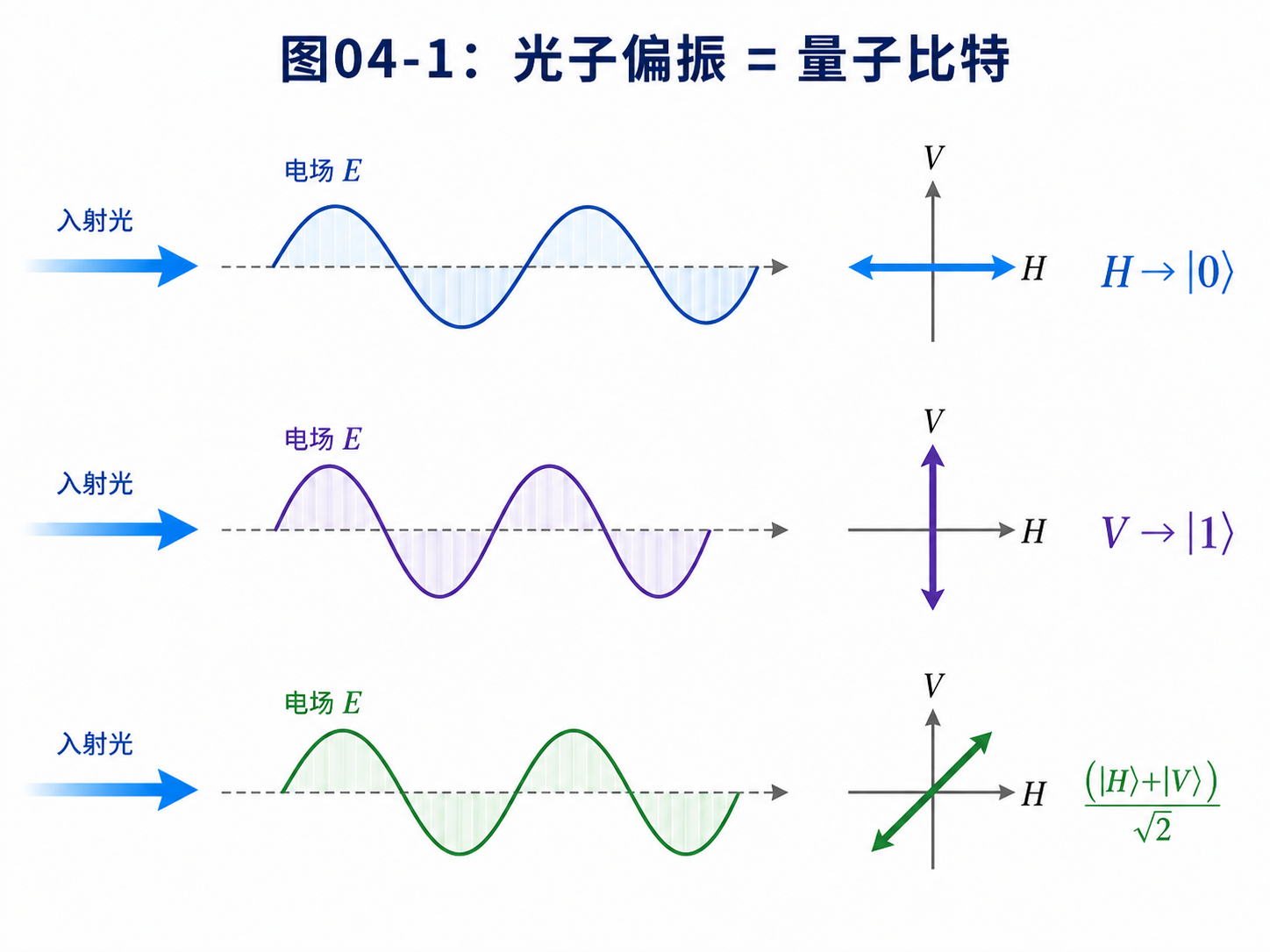 图04-1：光子偏振 = 量子比特