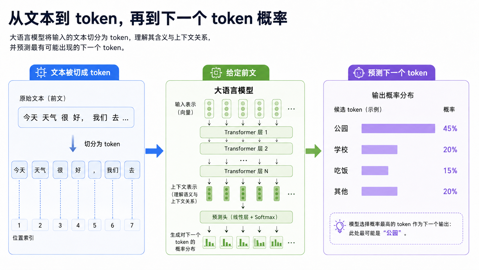 从文本到 token，再到下一个 token 概率