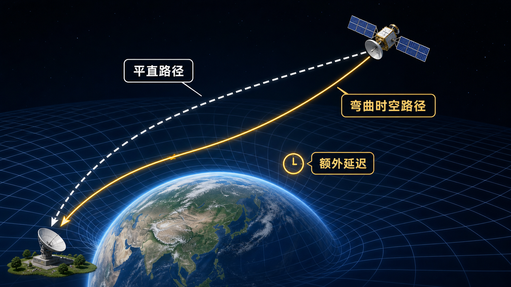 图38：光线在地球引力场中的夏皮罗延迟