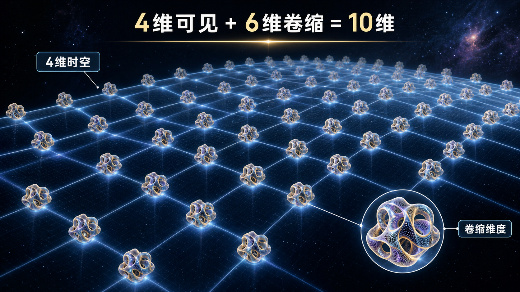 图48：4 维时空加卷缩 6 维构成 10 维图景