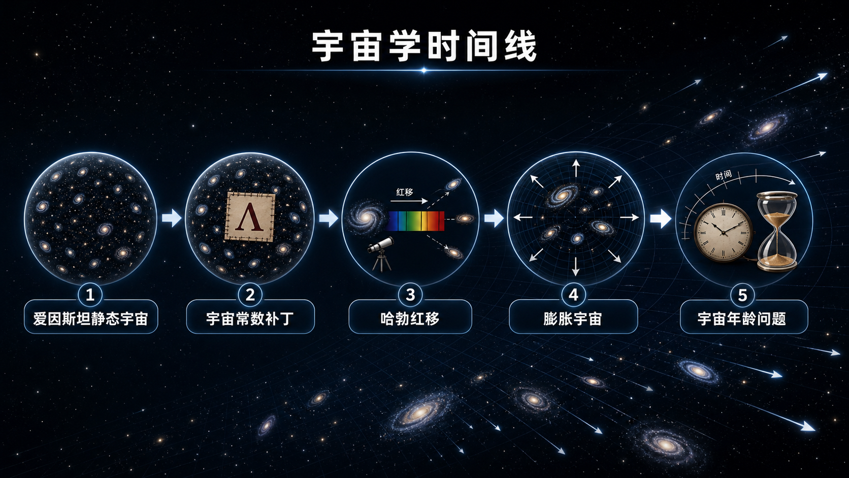 图53：从静态宇宙到膨胀宇宙