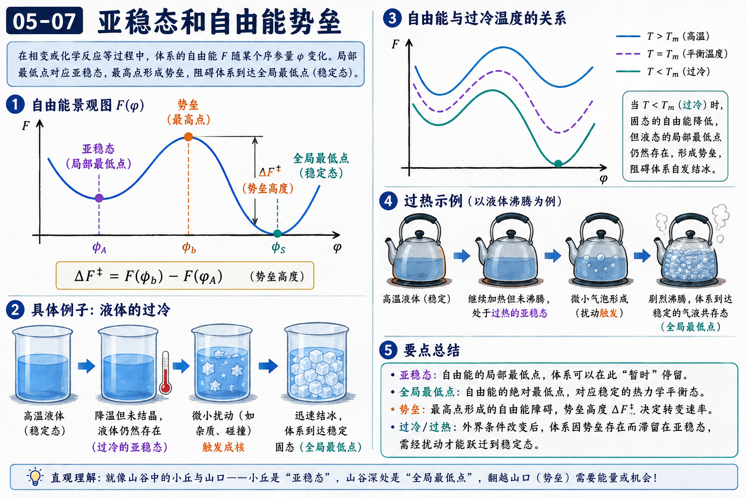图 05-07：亚稳态和自由能势垒