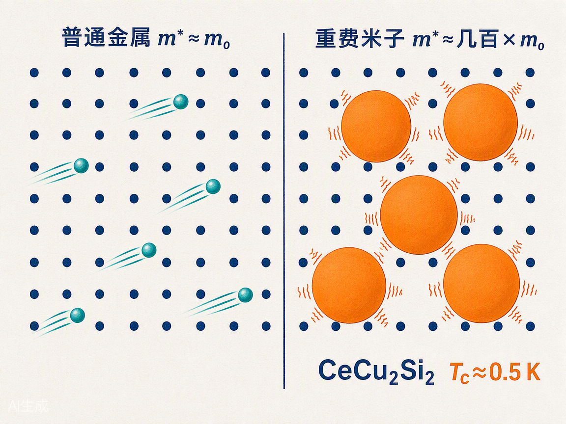 图 3:正常金属与重费米子中电子"体重"对比