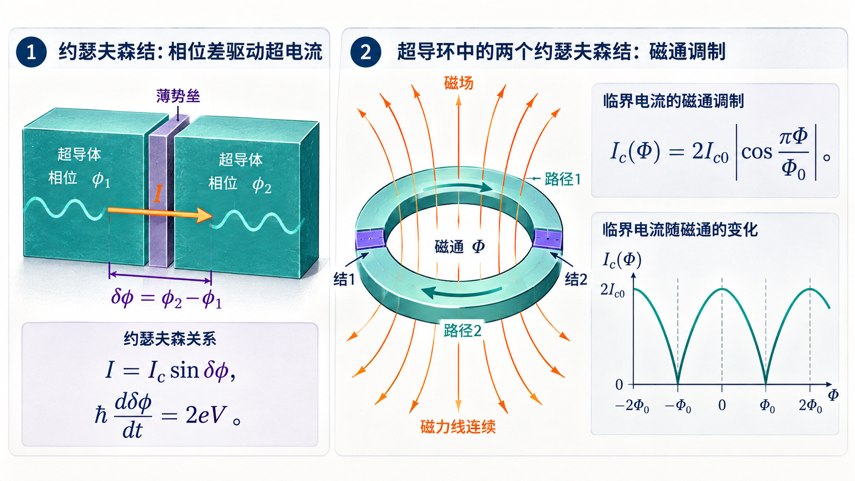 图 26-01 约瑟夫森效应与SQUID干涉