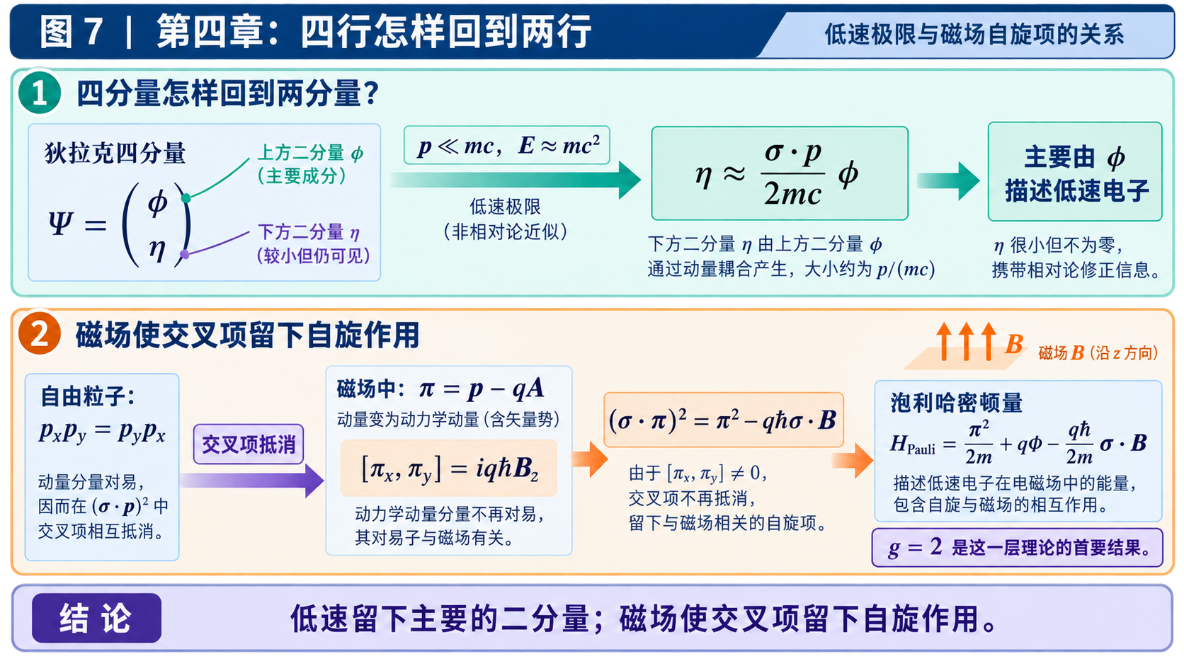 图7:狄拉克四分量的低速极限与磁场中的自旋项